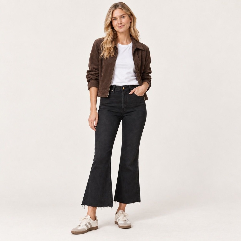 Paige Charlie High Rise Flare Jeans Size 28 Black Premium Denim